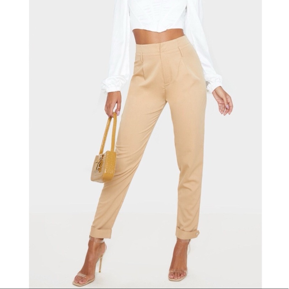 Pretty Little Thing Camel Cuff Hem Pants